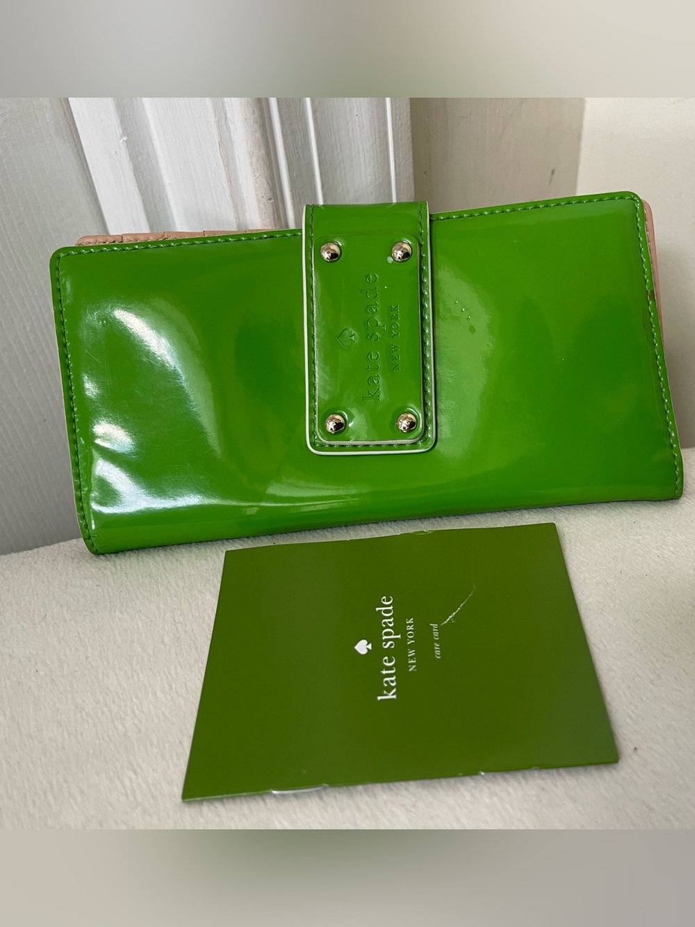 kate spade vibrant green patent clutch